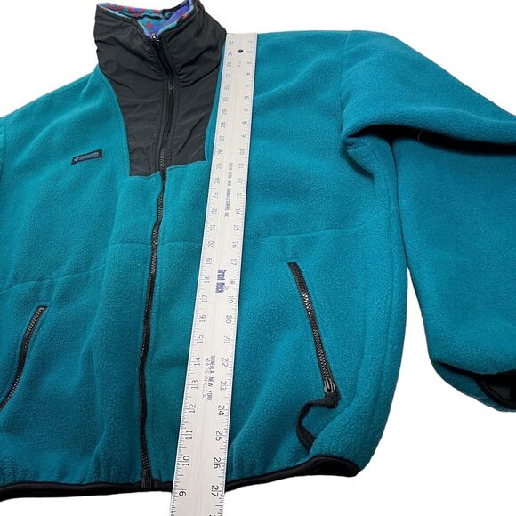Columbia Sweater Mens L Blue VTG Fleece 90s Teal Anorak Zip USA Ski High Neck - Picture 3 of 10